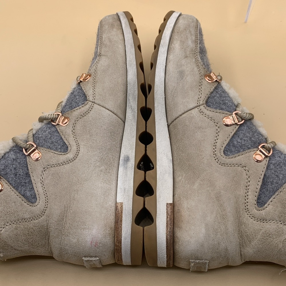 Sorel Sneakchic Alpine Womens Size 8.5 Beige Gray Leather Sherpa Snow Boots - Picture 10 of 10
